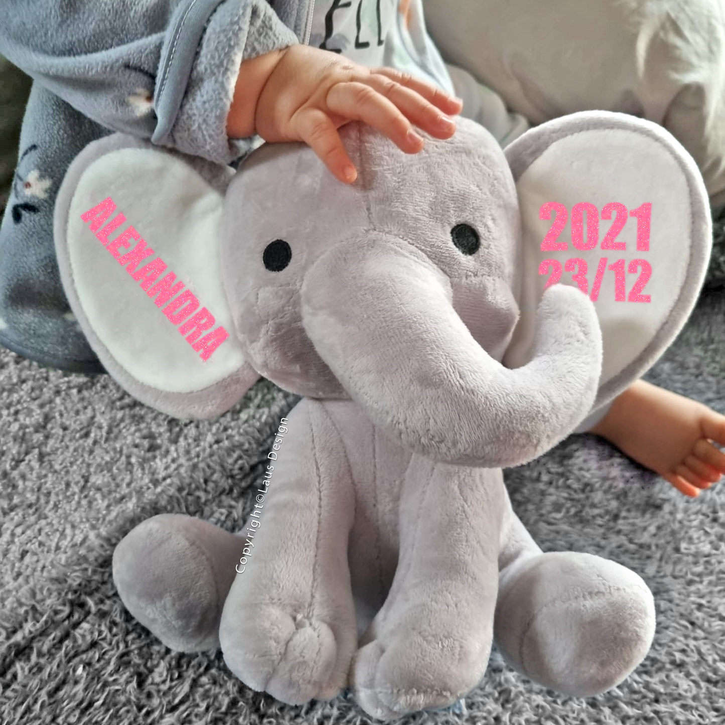 Personlig | Elefant gosedjur | Namn & Datum