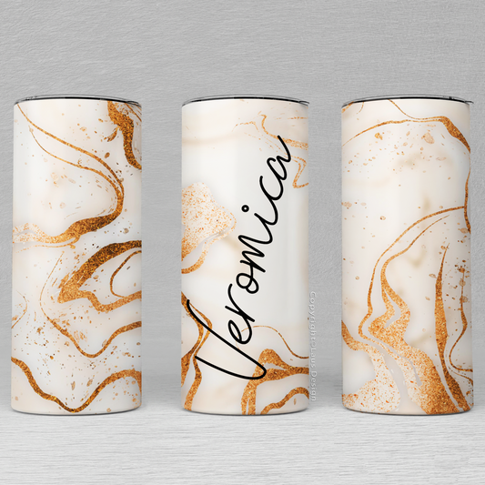 Termosmugg | Gold swirl | Namn