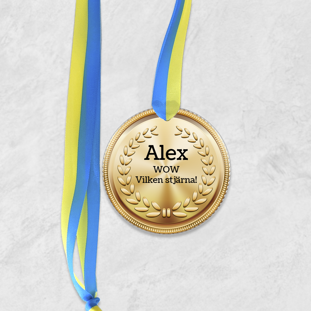 Medalj | Guld | Namn