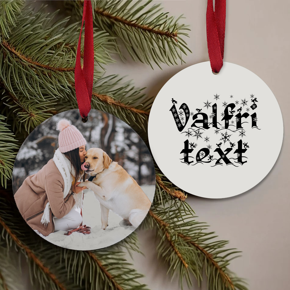 Personligt julhänge med eget foto och text – unik julklapp eller julpynt