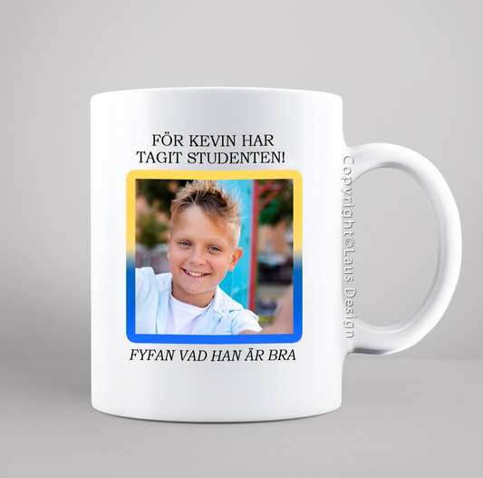 studenten mugg, student mugg, present till studenten, personlig student present, student present, mugg med foto, mugg med bild