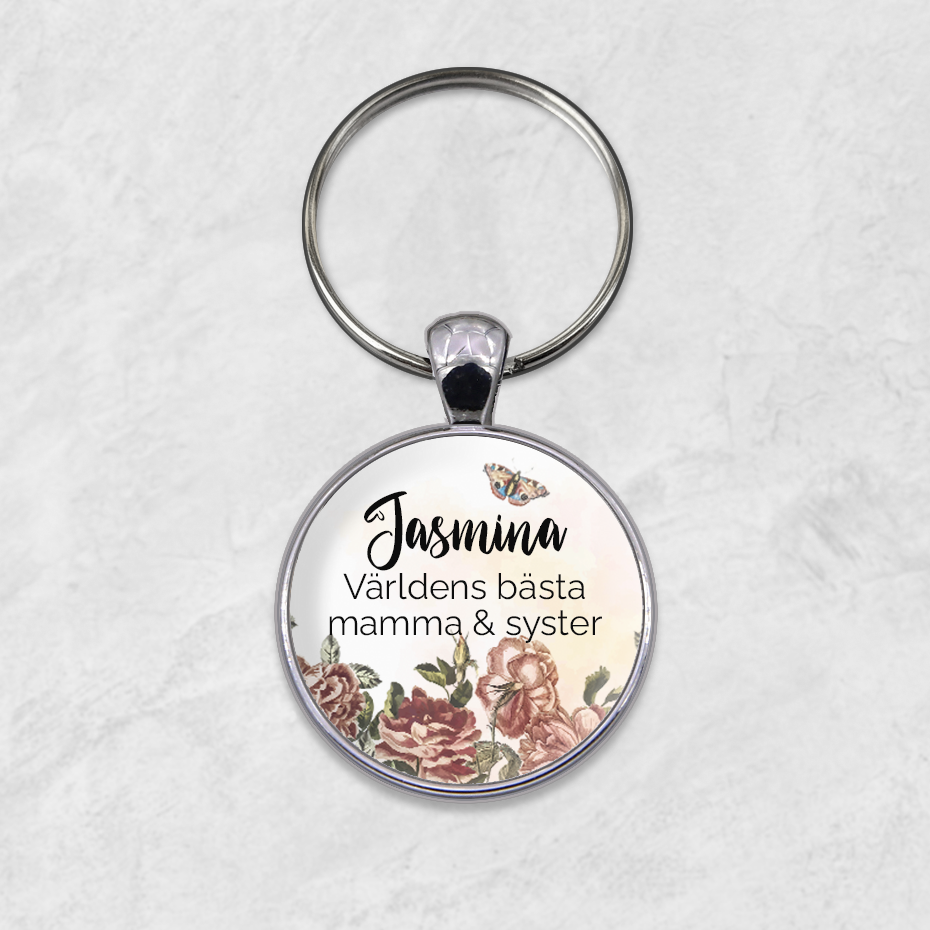 Nyckelring | Flower | Text