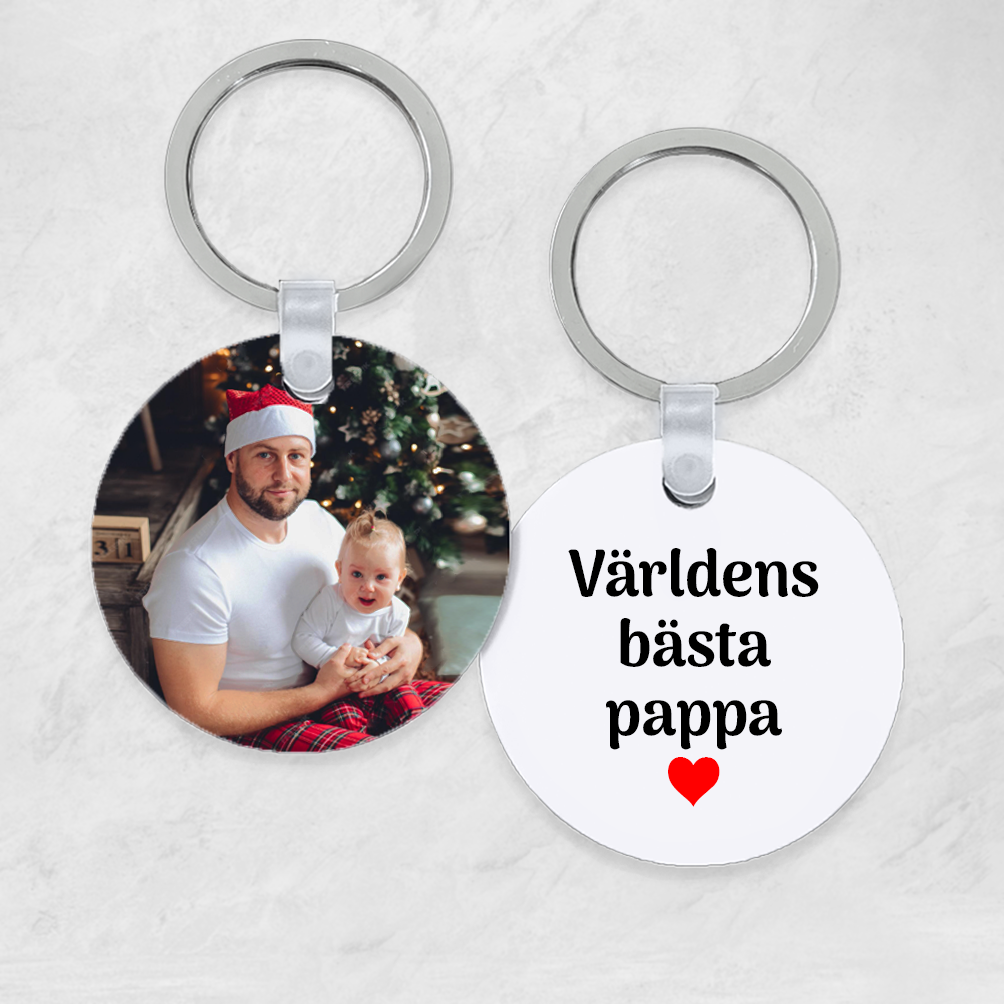 Personlig nyckelring | 5cm | Foto | Text