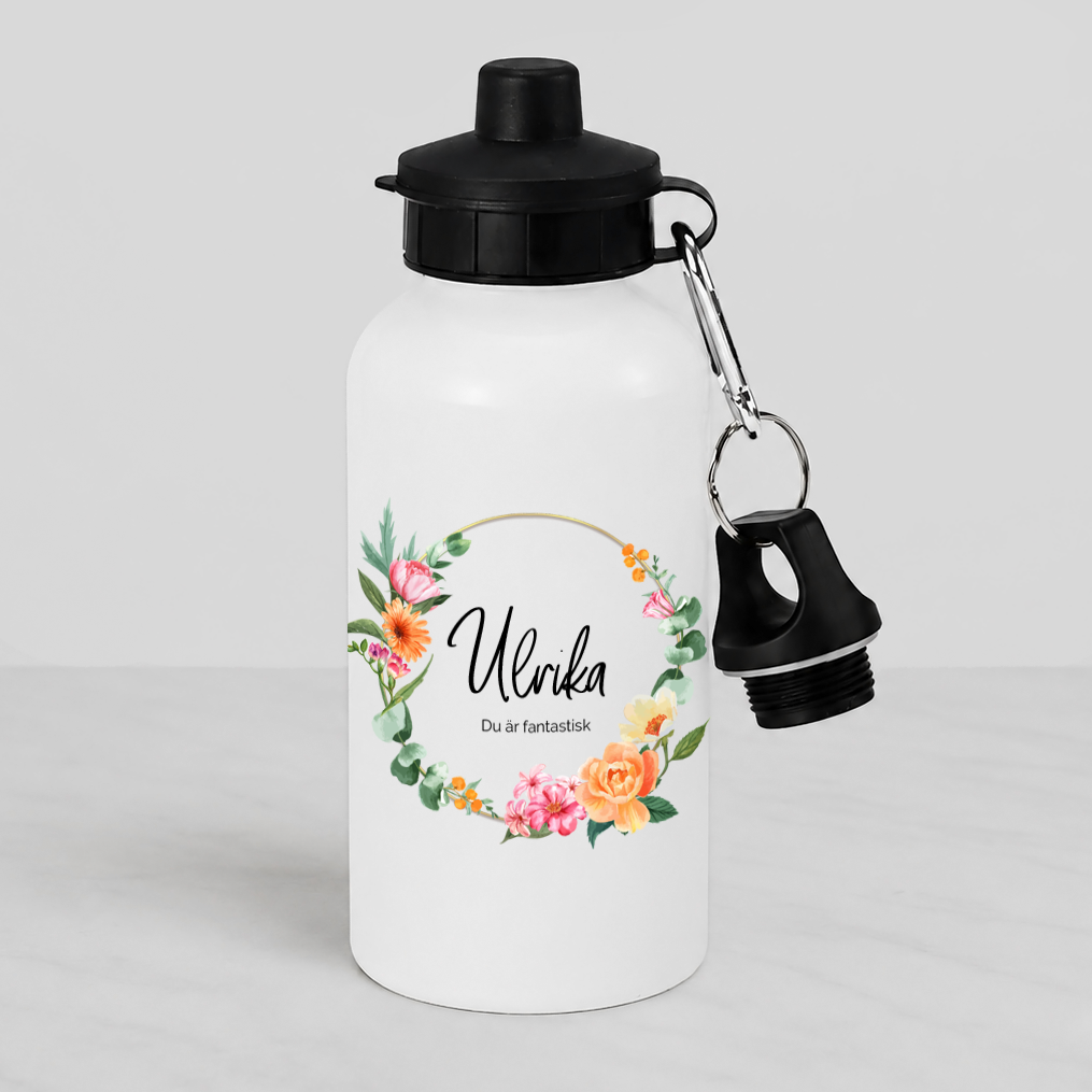 Vattenflaska | Blomkrans | Namn