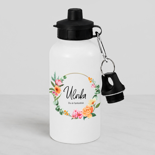 Vattenflaska | Blomkrans | Namn