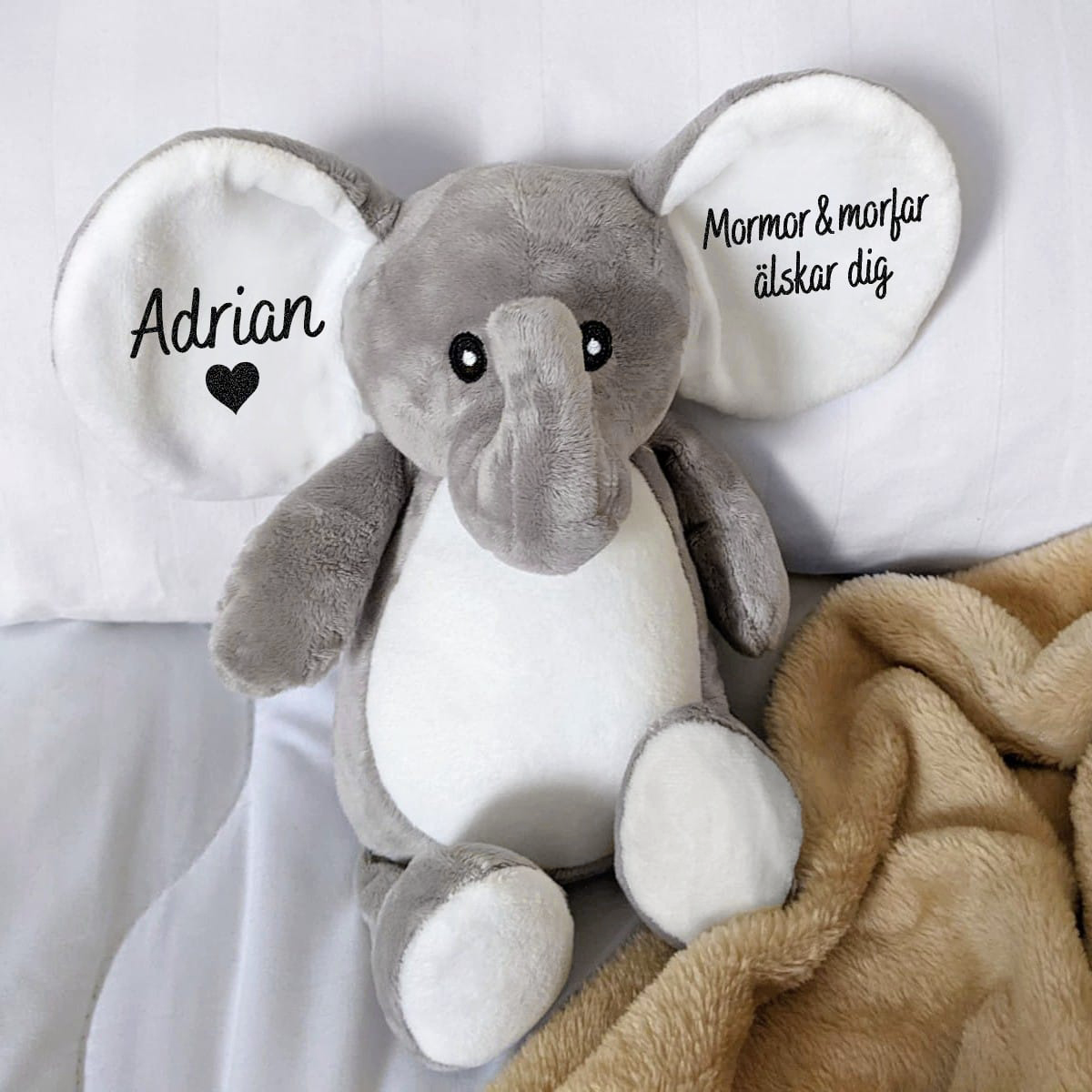 Söt Elefant Gosedjur | Valfri Text | Namn