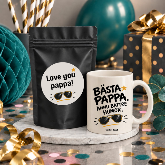 Fars dag present till pappa med personlig mugg och kaffe