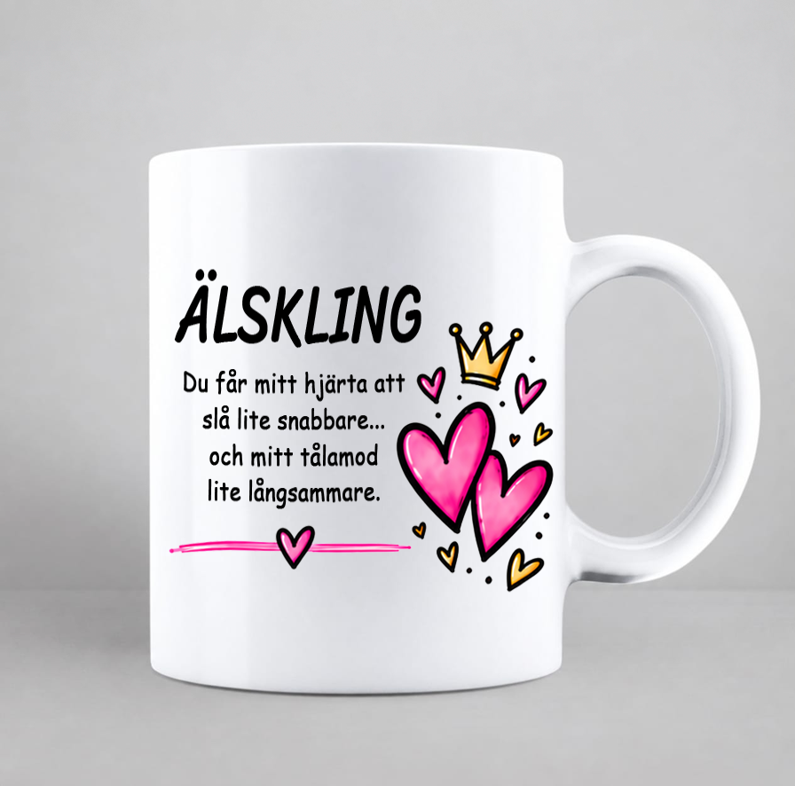Personlig mugg med namn och egen text, rolig kaffemugg