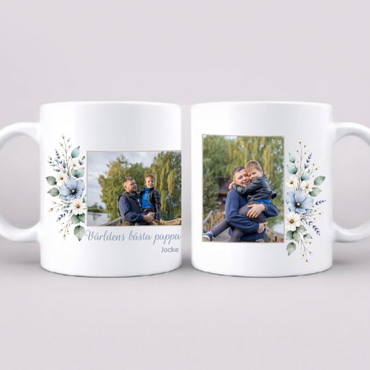 Personlig mugg med foto och text, Fars dag present till pappa