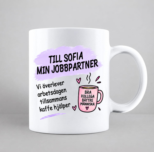 Personlig mugg med namn och egen text, rolig kaffemugg
