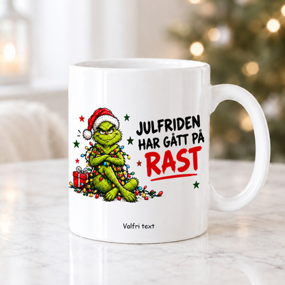 Rolig julmugg med julmotiv, personlig mugg för kaffe, te och varm choklad