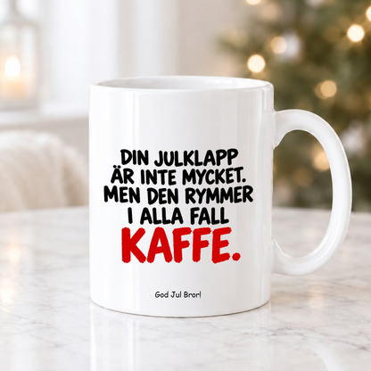 Rolig julmugg med julmotiv, personlig kaffemugg för kaffe, te och varm choklad