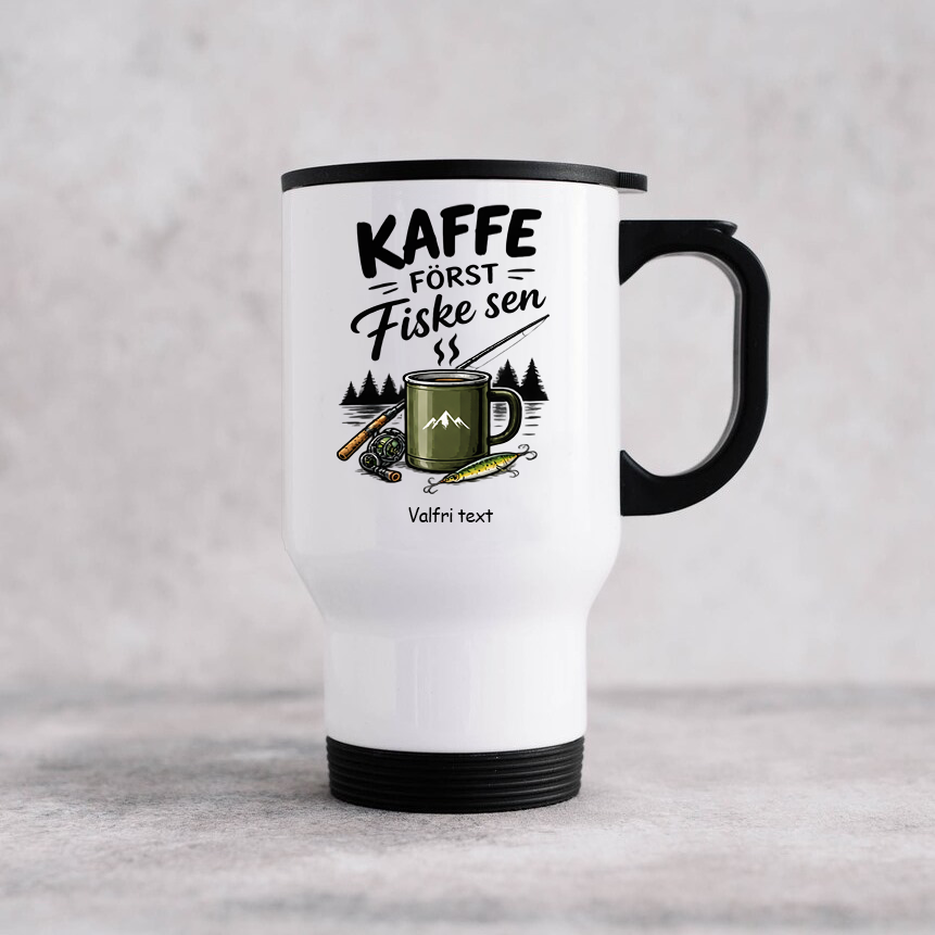 Personlig termosmugg med fiskemotiv till pappa och fiskare